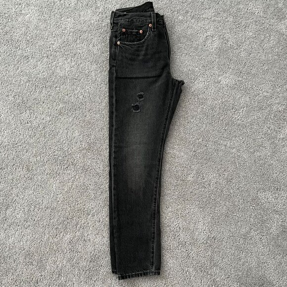 Women's Distressed Levi's Premium 501S Button Fly High Rise 26x28 - Black wash - Picture 5 of 6